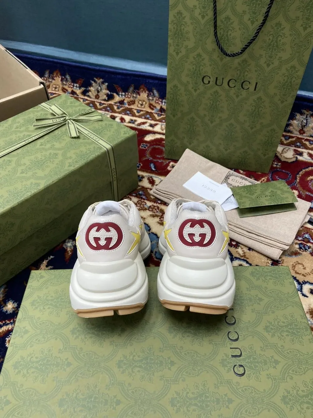 Gucci Rhyton Sneaker With Stars White for Men
