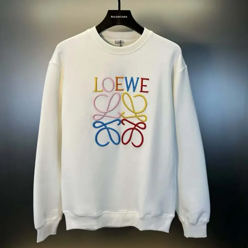 Loewe Anagram Regular Fit Sweatshirt in Cotton for Men in White/Red
