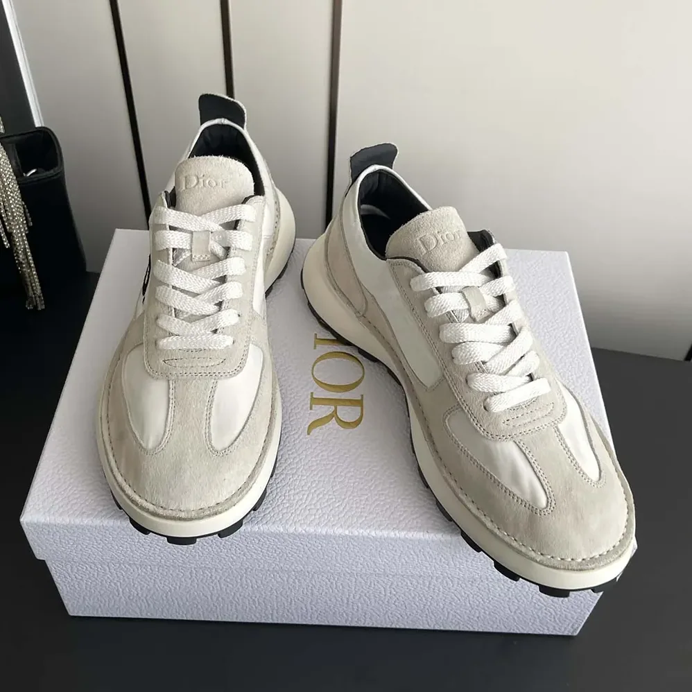 Dior Squash Sneaker Dior Gray Suede Calfskin and White Technical Fabric for Unisex