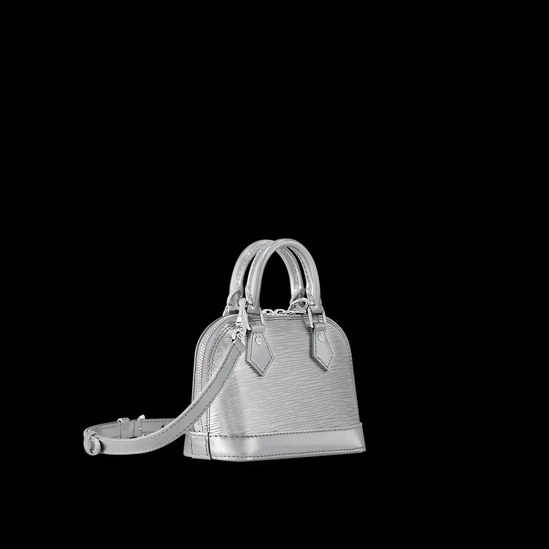 Louis Vuitton Nano Alma Top Handle Bag in Silver Silver Hardware Louis Vuitton Nano Alma Top Handle Bag in Silver Silver Hardware