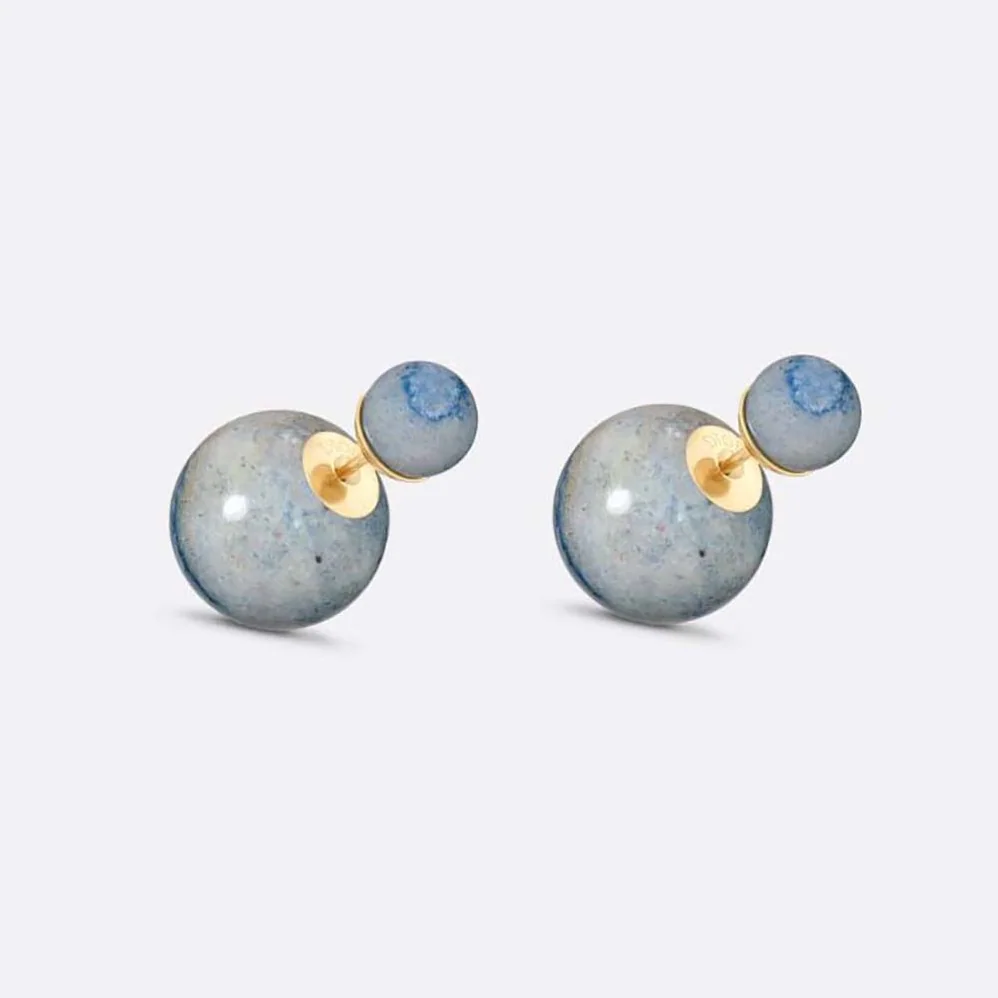 Dior Tribales Earrings Gold-Finish Metal and Blue Stone for Women