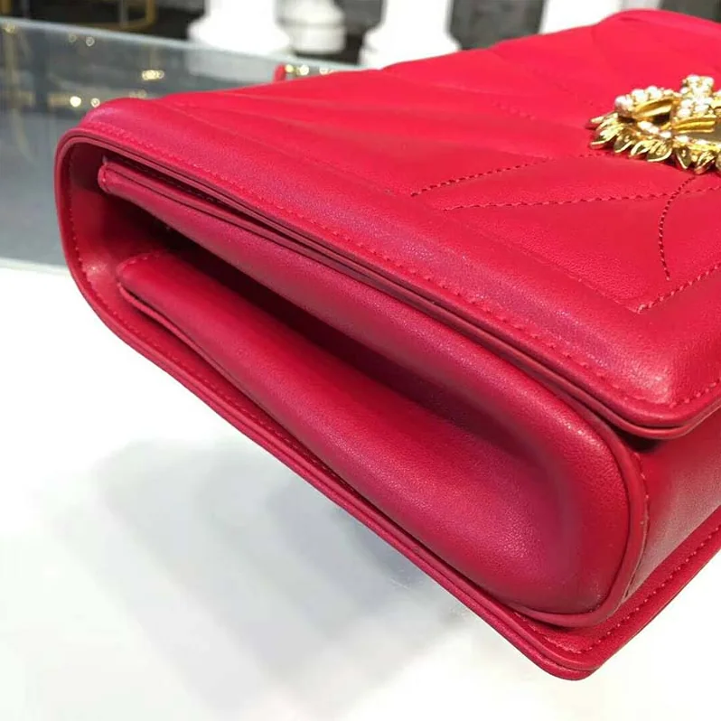 Dolce Gabbana D&G Medium Devotion Bag Quilted Nappa Leather for Women in Red