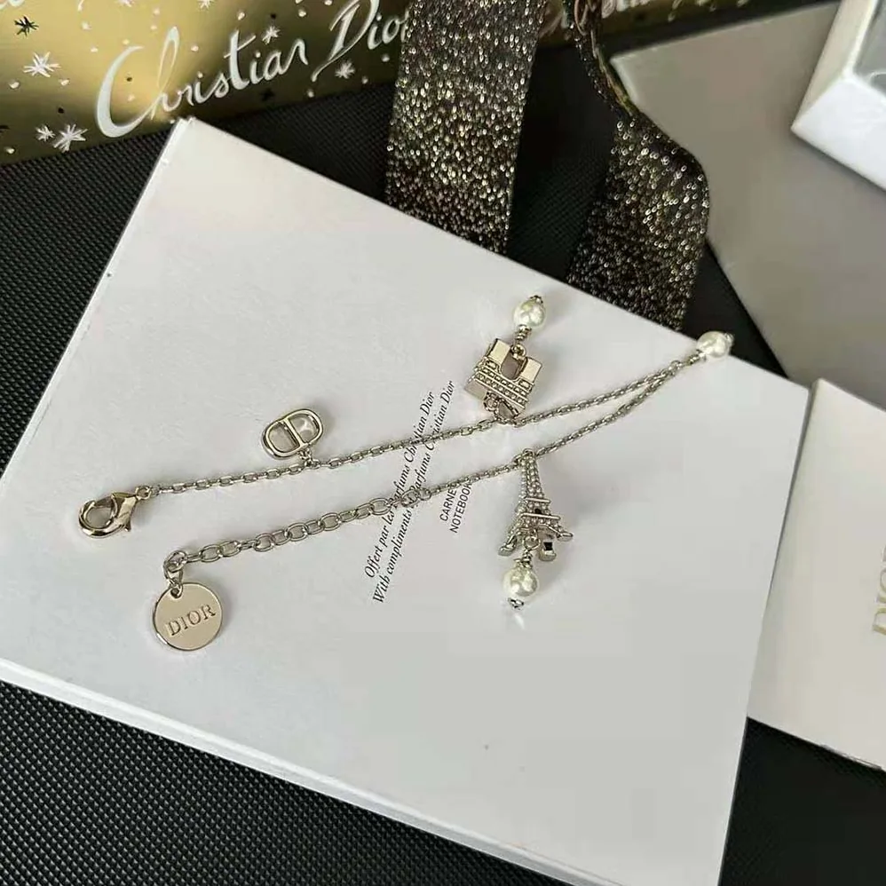 Dior Plan De Paris Bracelet Gold-Finish Metal and White Resin Pearls for Women