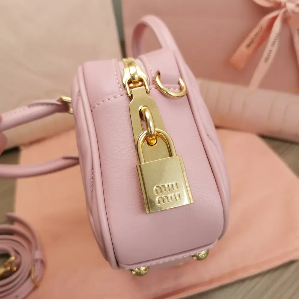 Miu Miu Arcadie Matelassé Nappa Leather Bag for Women in Alabaster Pink Miu Miu Arcadie Matelassé Nappa Leather Bag for Women in Alabaster Pink