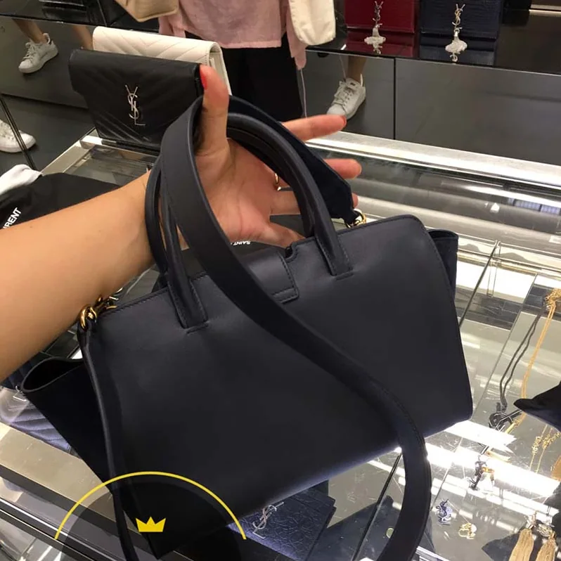 Saint Laurent YSL Small Downtown Cabas Bag Navy Suede for Women Saint Laurent YSL Small Downtown Cabas Bag Navy Suede for Women