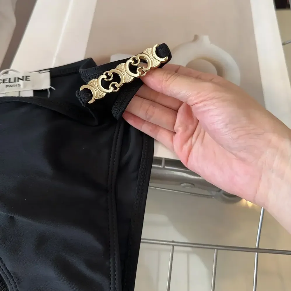 Celine Triomphe Triangle Top / Swimsuit Bottom in Matte Jersey 2X24M152C.38NO for Women