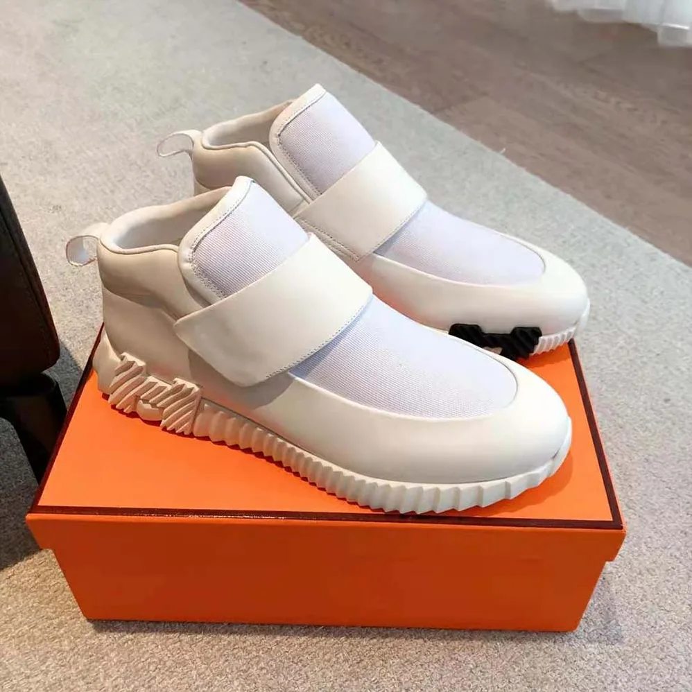 Hermes H Sneaker in Stretch Canvas and Calfskin for Men in White Hermes H Sneaker in Stretch Canvas and Calfskin for Men in White