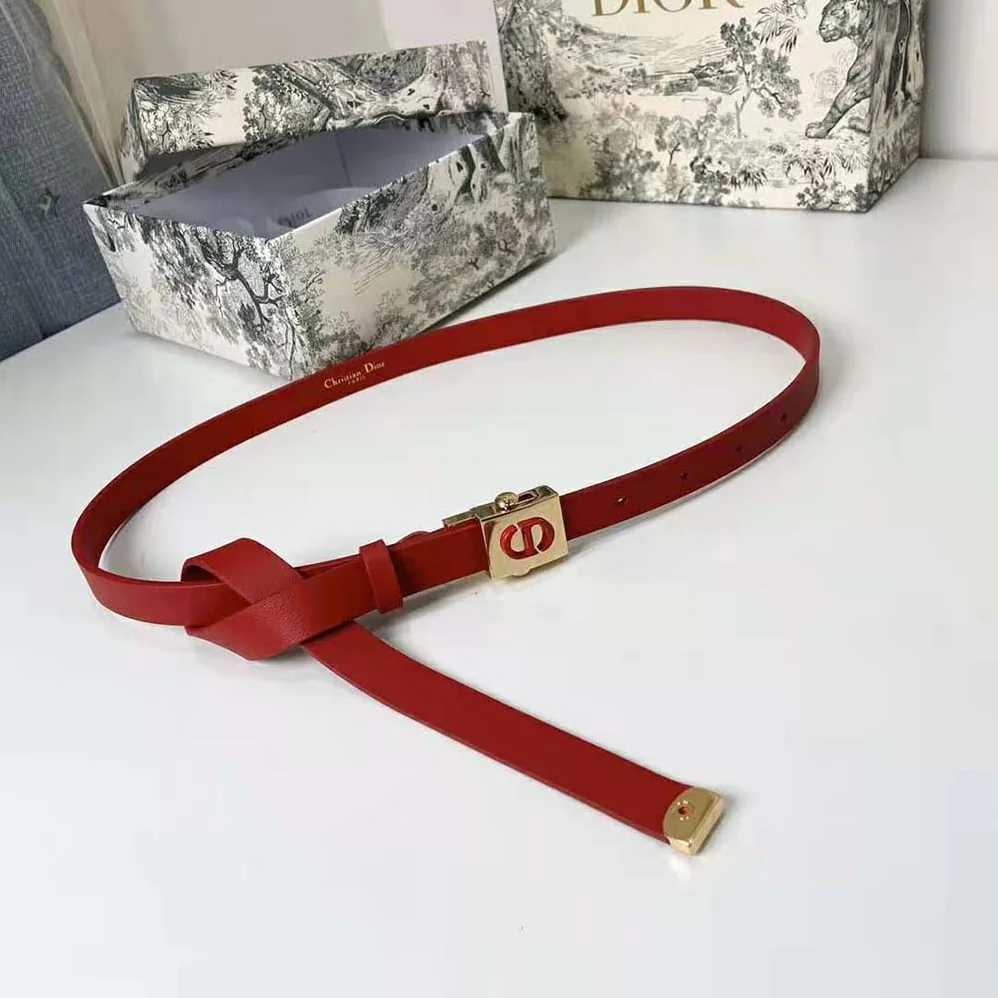 Dior Diorpolytechnique Belt Bright Red Smooth Calfskin 17 MM for Women