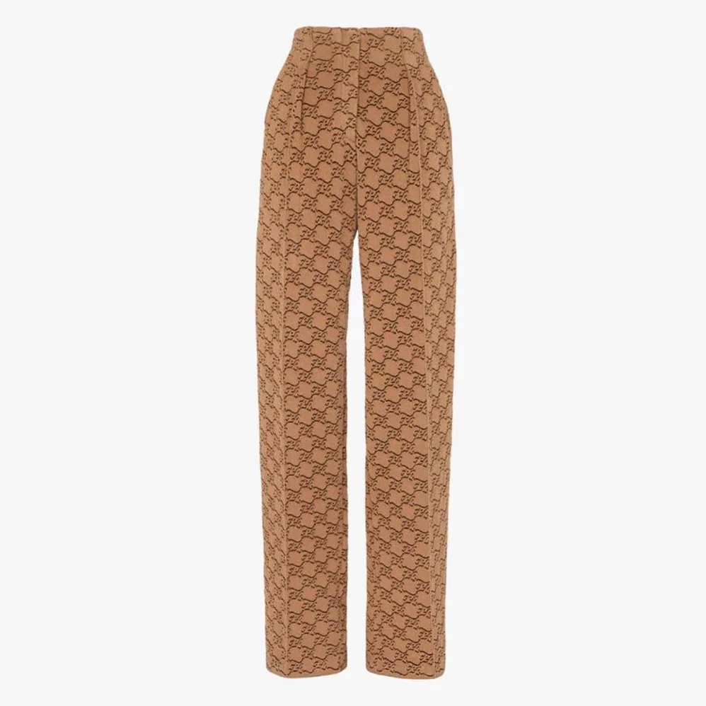 Fendi Pants Beige Velvet and Viscose Pants for Women Fendi Pants Beige Velvet and Viscose Pants for Women