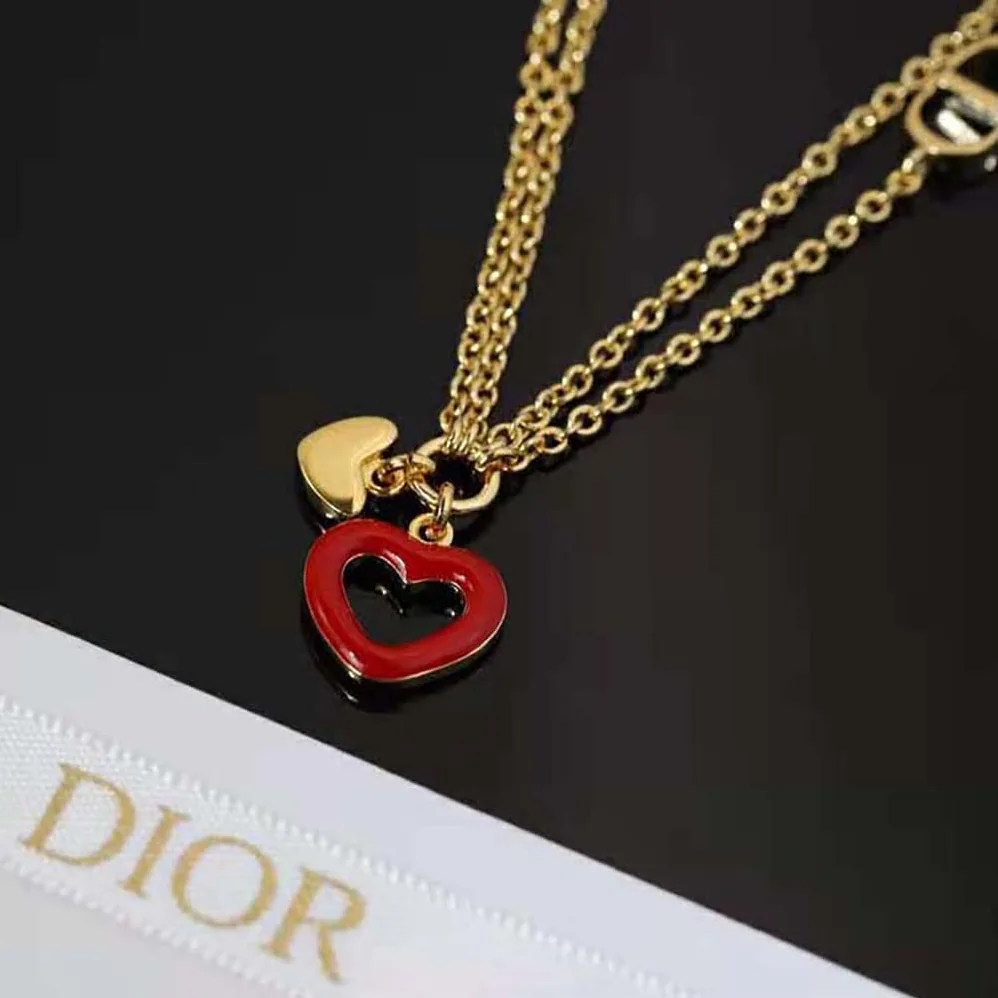 Dior Dioramour Necklace Gold-Finish Metal and Red Lacquer for Women Dior Dioramour Necklace Gold-Finish Metal and Red Lacquer for Women