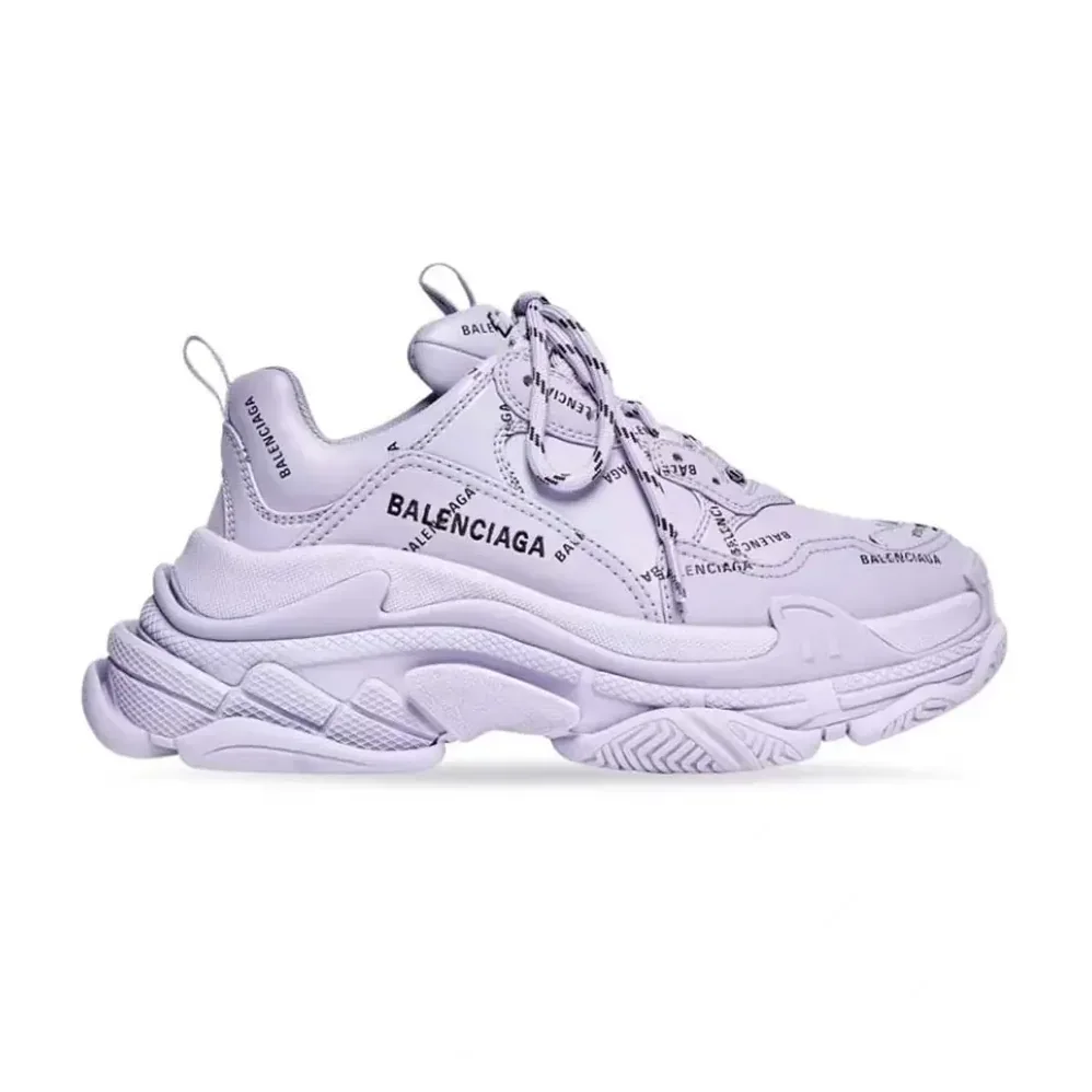 Balenciaga Triple S Sneaker Allover Logo in Purple and Black for Women Balenciaga Triple S Sneaker Allover Logo in Purple and Black for Women