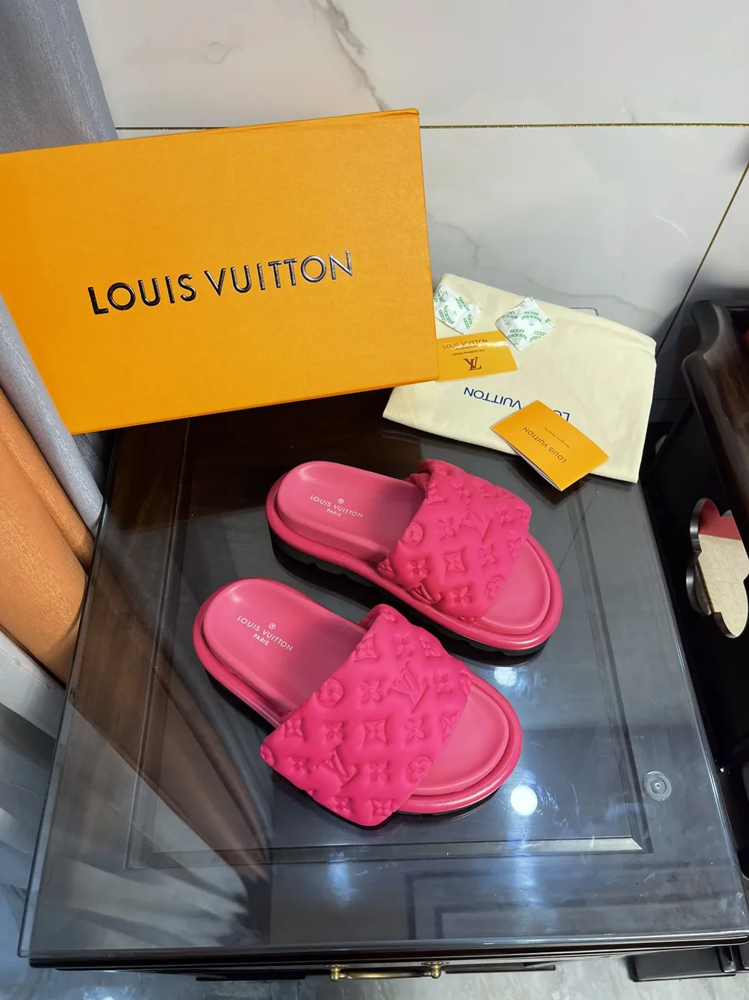 Louis Vuitton Pool Pillow Comfort Flat Mule Black LV 1AA1EF Louis Vuitton Pool Pillow Comfort Flat Mule Black LV 1AA1EF