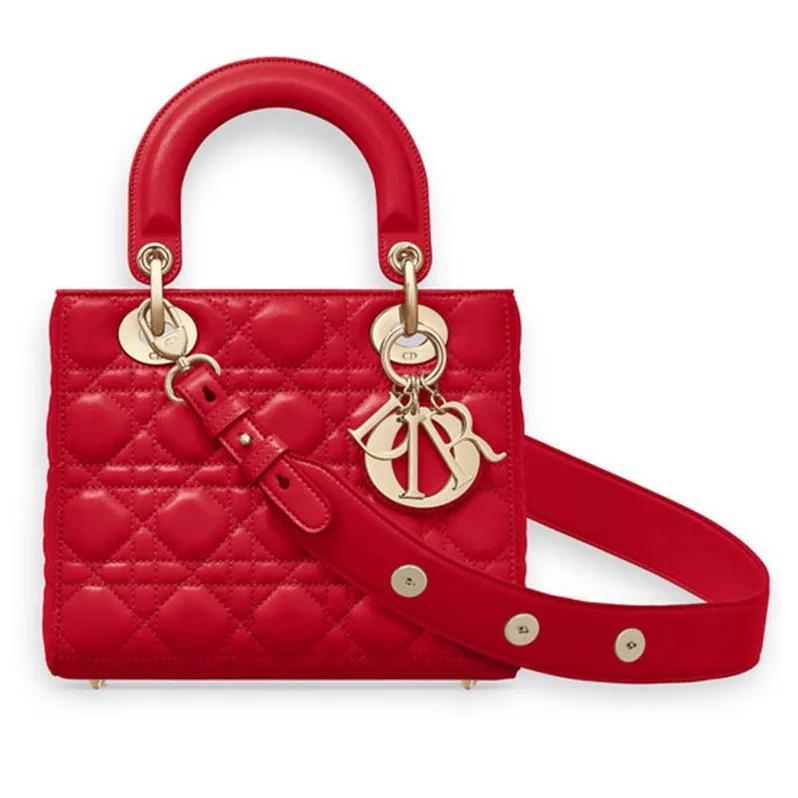 Dior My Lady Dior Bag in Cannage Lambskin in Red