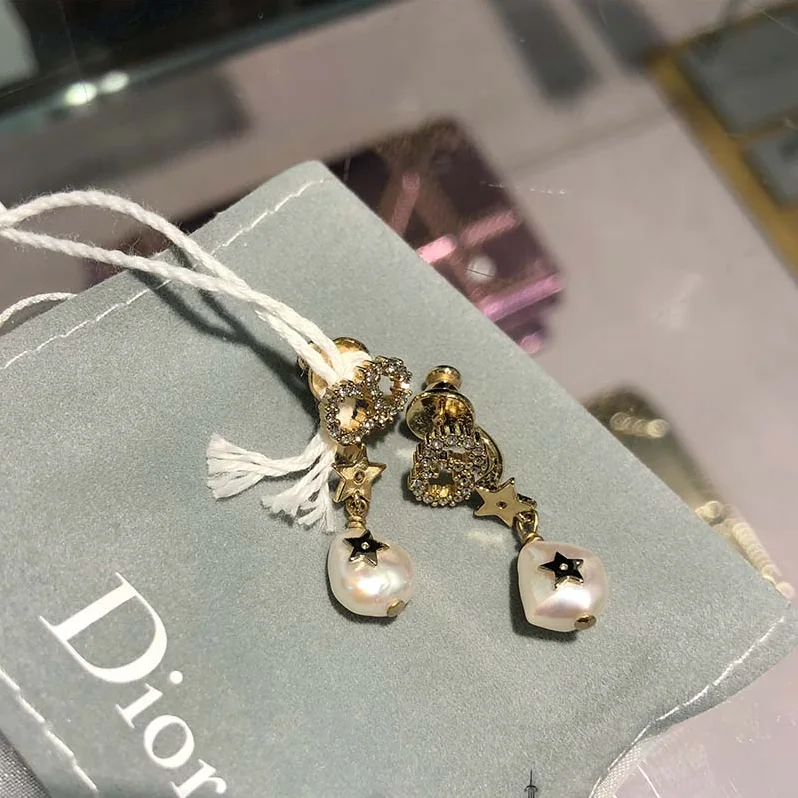Dior Shiny-D Earrings for Women in White