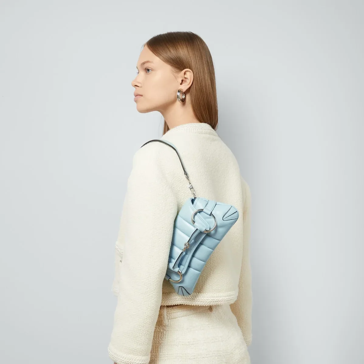 Gucci Horsebit Chain Small Shoulder Bag Light Blue 10.6 Inches/ Gucci Horsebit Chain Small Shoulder Bag Light Blue 10.6 Inches/