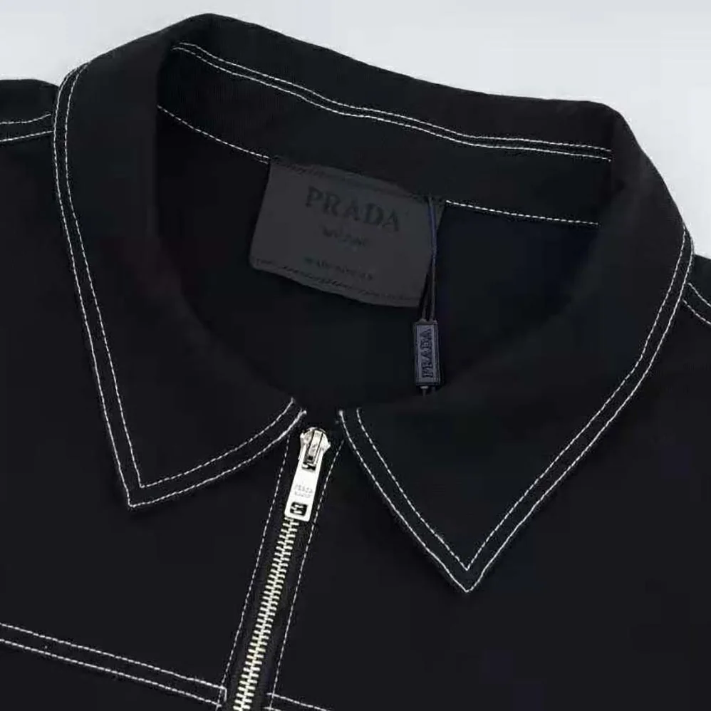 Prada Technical Fabric Blouson Jacket for Women in Black Prada Technical Fabric Blouson Jacket for Women in Black