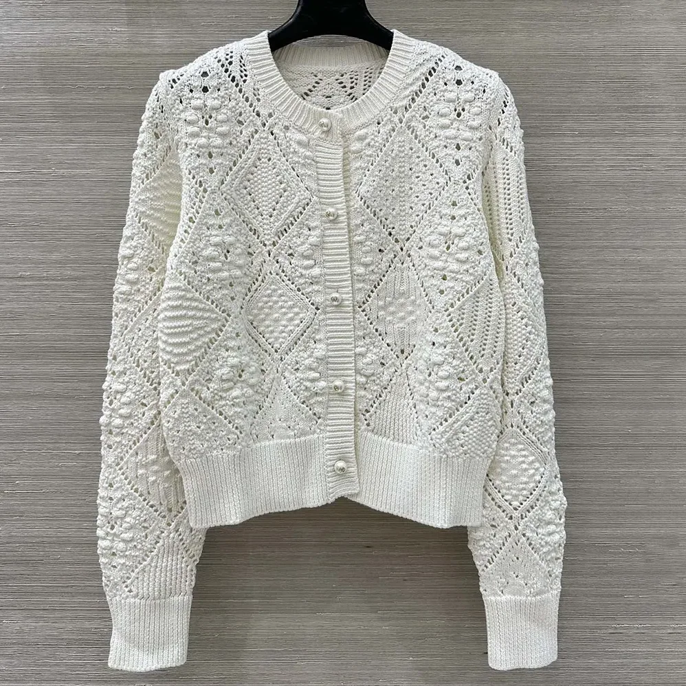 Dior Twinset White Openwork Cotton Knit for Women
