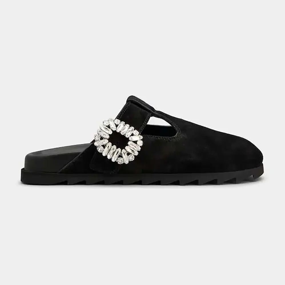 Roger Vivier Slidy Viv' Mules in Suede for Women in Black