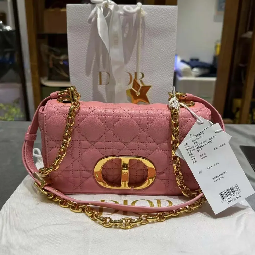 Dior Small Dior Caro Bag Pink Supple Cannage Calfskin for Women Dior Small Dior Caro Bag Pink Supple Cannage Calfskin for Women
