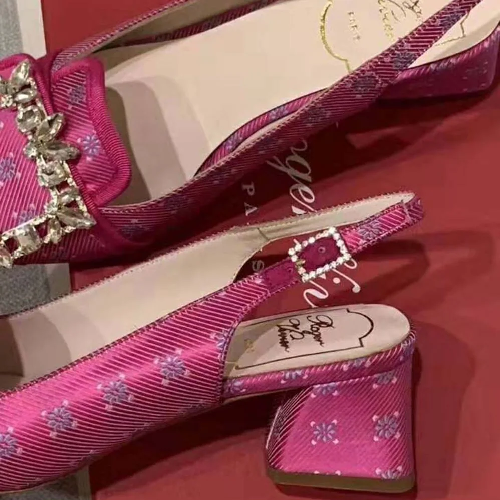 Roger Vivier Broche Vivier Sling Back Pumps for Women in Rose Roger Vivier Broche Vivier Sling Back Pumps for Women in Rose
