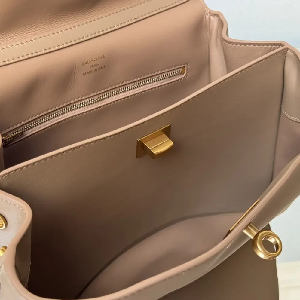 Balenciaga Rodeo Handbag Small In latte Smooth Calfskin Aged for Women in gold Hardware