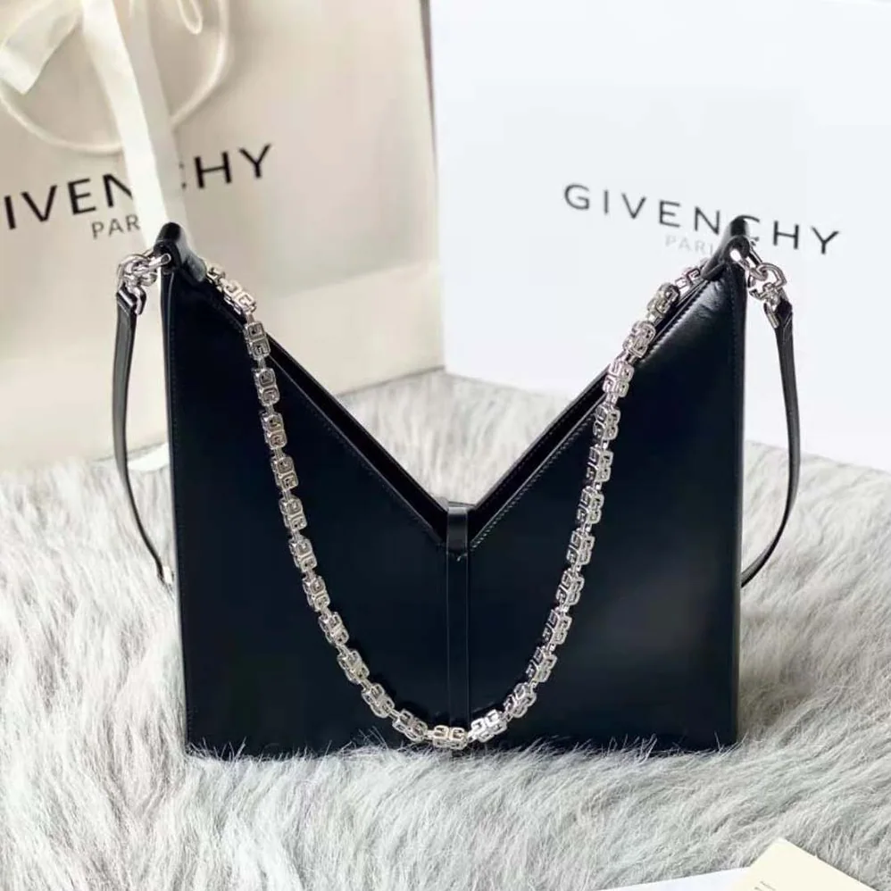 Givenchy Small Cut Out Bag in Box Leather with Chain for Women in Black