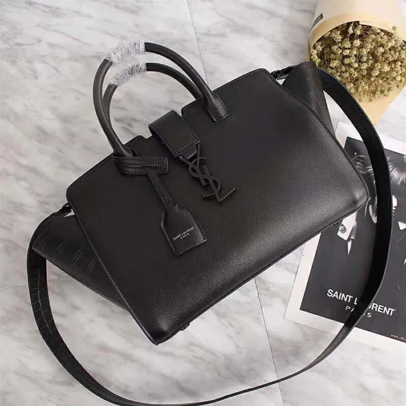 Saint Laurent YSL Downtown Small Cabas Smooth Crocodile Embossed for Women