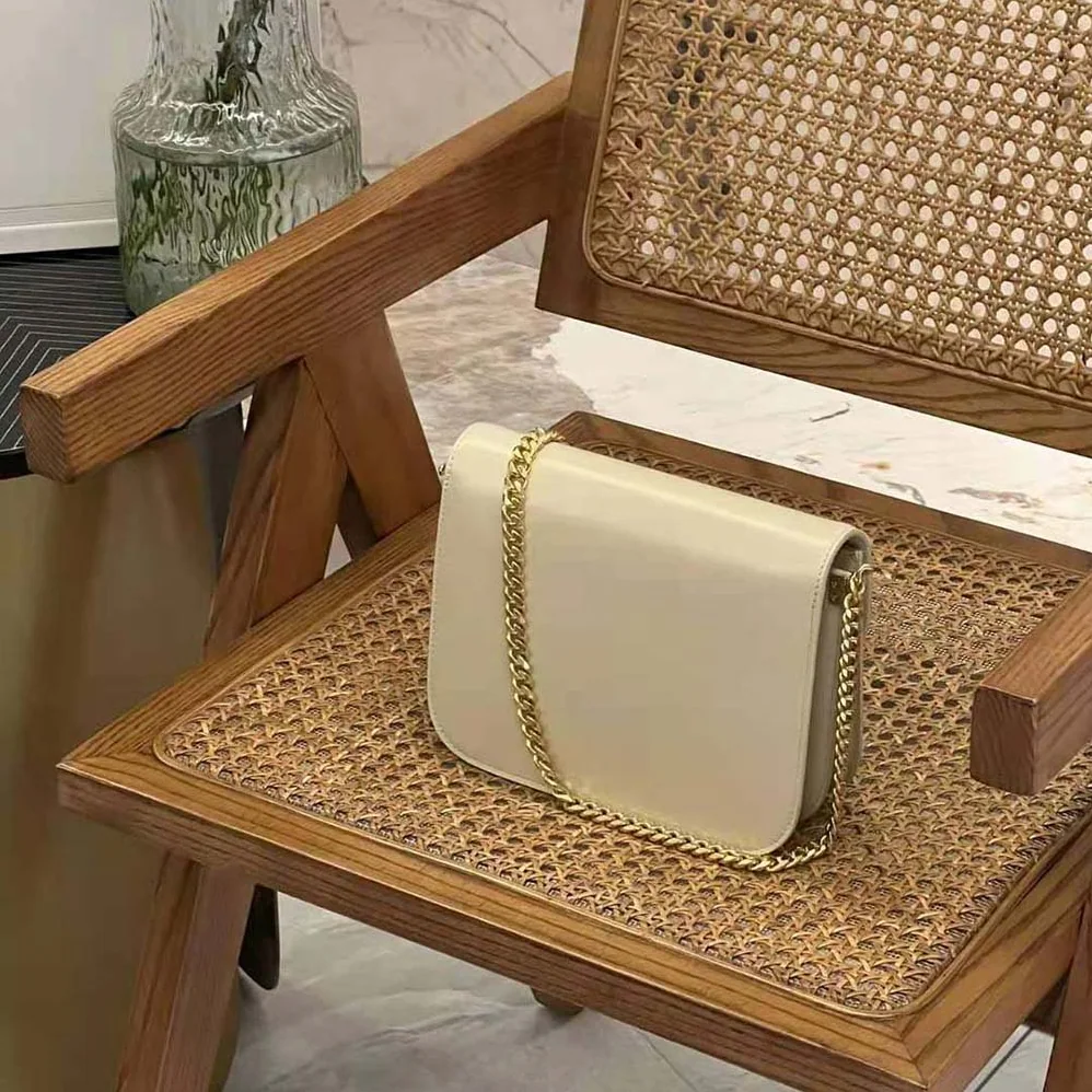 Celine Classique Triomphe Bag in Shiny Calfskin for Women in Beige
