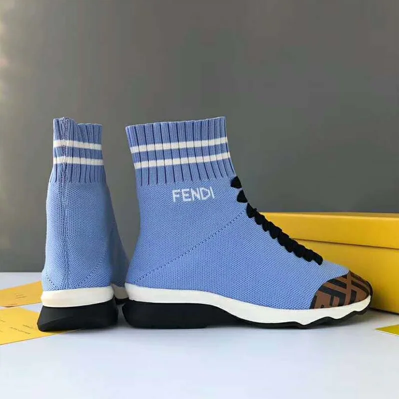 Fendi Shoes Pale Fabric Sneaker Boots for Women in Blue