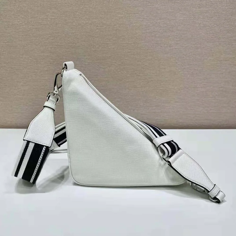 Prada Saffiano Prada Triangle Bag for Women in White Prada Saffiano Prada Triangle Bag for Women in White