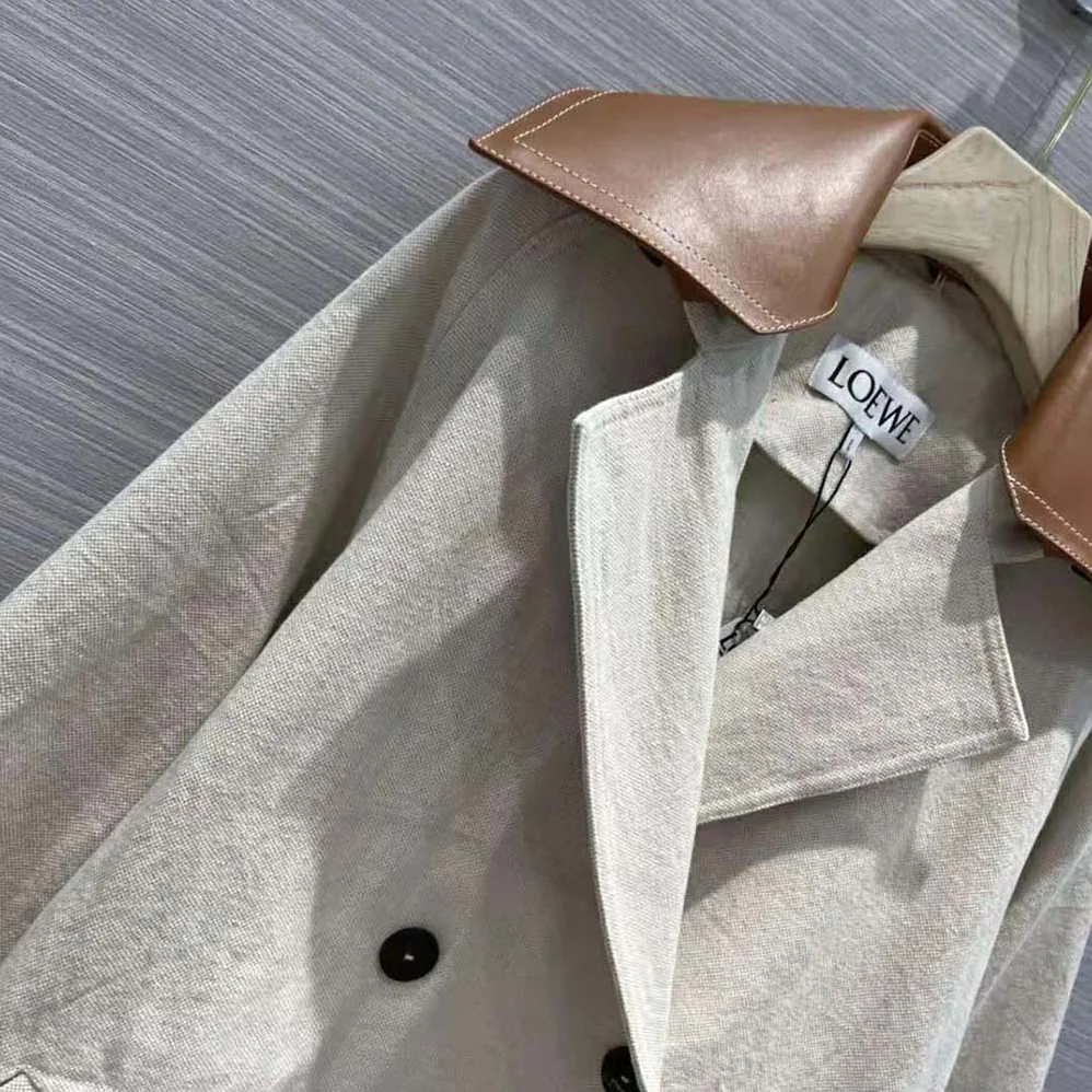 Loewe Trapeze Peacoat in Cotton and Linen for Women Loewe Trapeze Peacoat in Cotton and Linen for Women