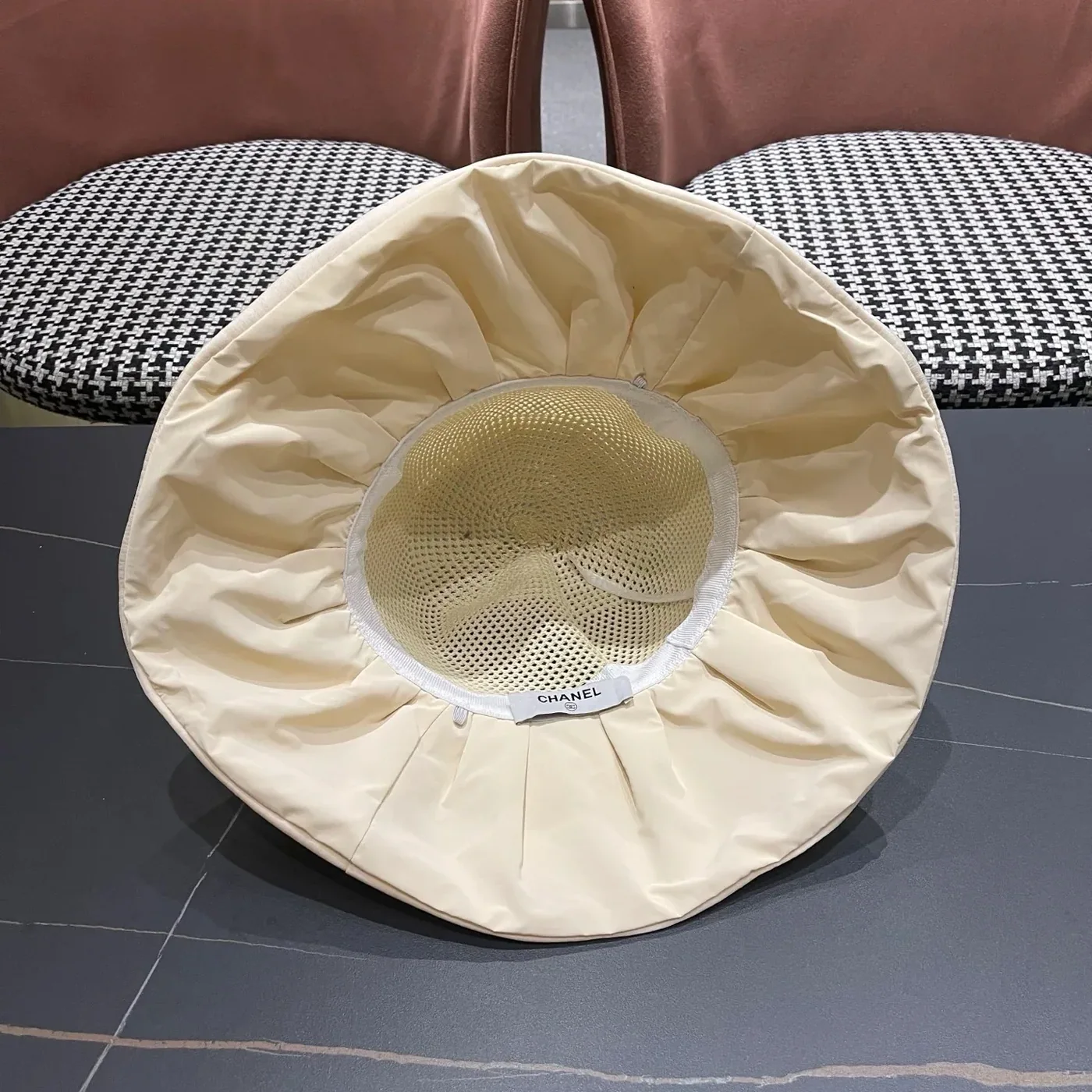 Chanel Pearl in Embellished Sun Hat Ivory