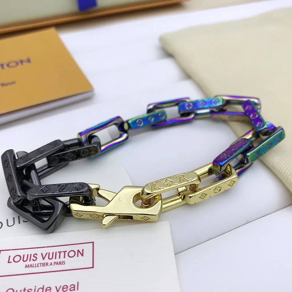 Louis Vuitton Engraved Monogram Chain Bracelet Multicolor Hardware Louis Vuitton Engraved Monogram Chain Bracelet Multicolor Hardware