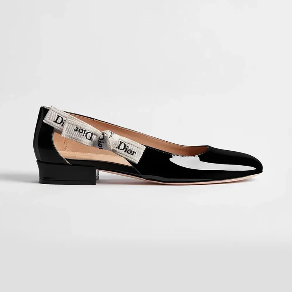 Dior J'Adior Ballet Flat Black Patent Calfskin for Women
