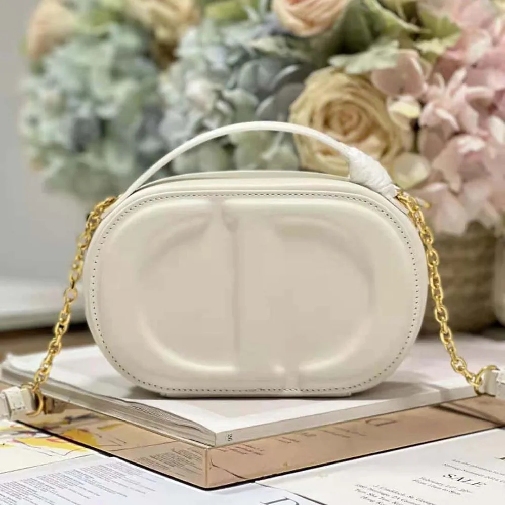 Dior CD Signature Oval Camera Bag Latte Calfskin with Embossed CD Signature for Women