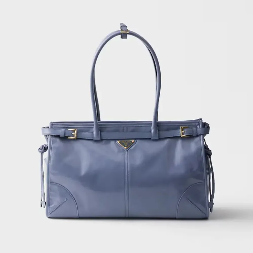 Prada Bonnie Large Leather Handbag for Women in Light Blue Prada Bonnie Large Leather Handbag for Women in Light Blue