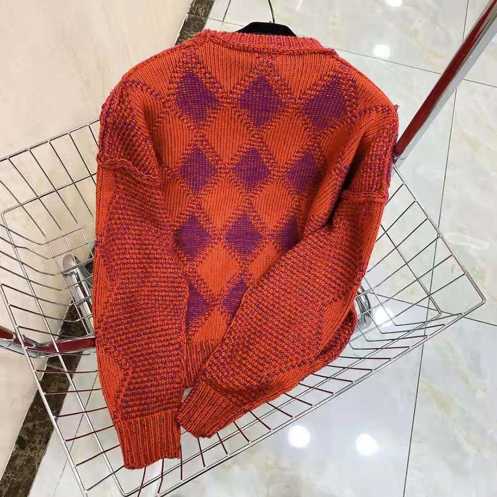 Versace Logo Argyle Wool and Alpaca Sweater for Women Versace Logo Argyle Wool and Alpaca Sweater for Women
