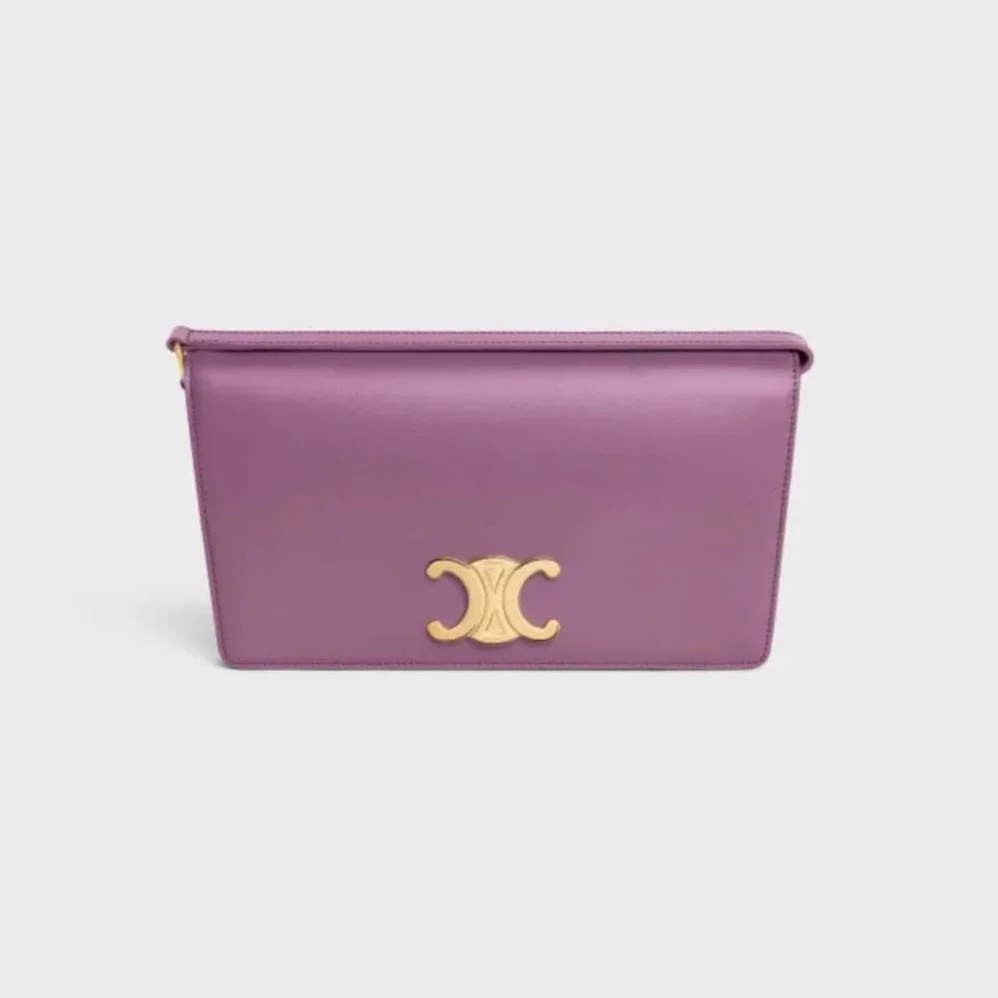 Celine Trapeze Triomphe Bag in Shiny Calfskin for Women in Purple