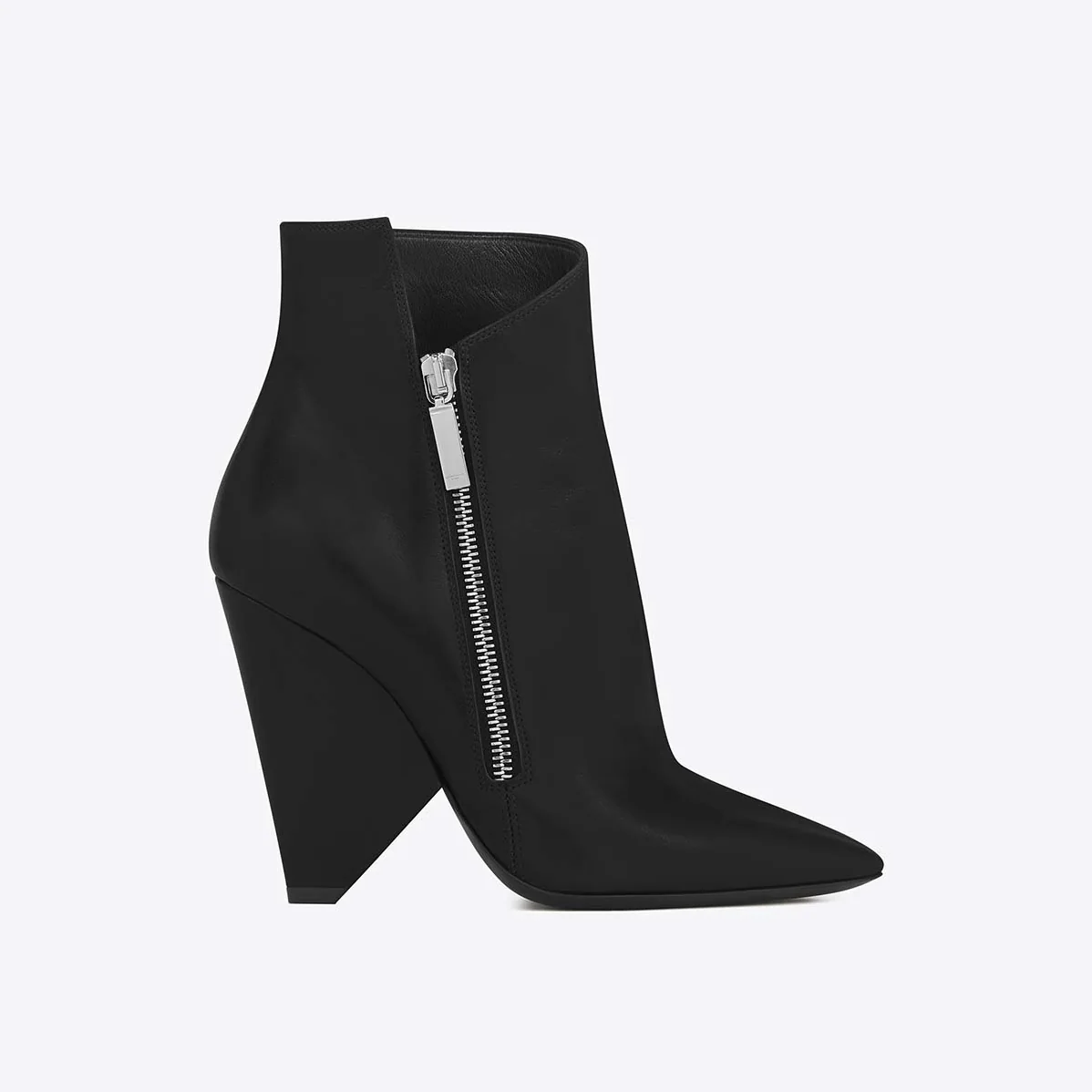 Saint Laurent YSL Niki 105 Asymmetrical Ankle Boot Leather Shoes Black for Women Saint Laurent YSL Niki 105 Asymmetrical Ankle Boot Leather Shoes Black for Women