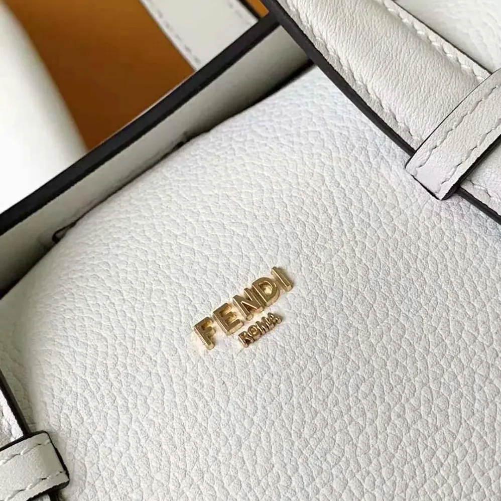 Fendi Boston 365 Lce White Leather Bag for Women Fendi Boston 365 Lce White Leather Bag for Women