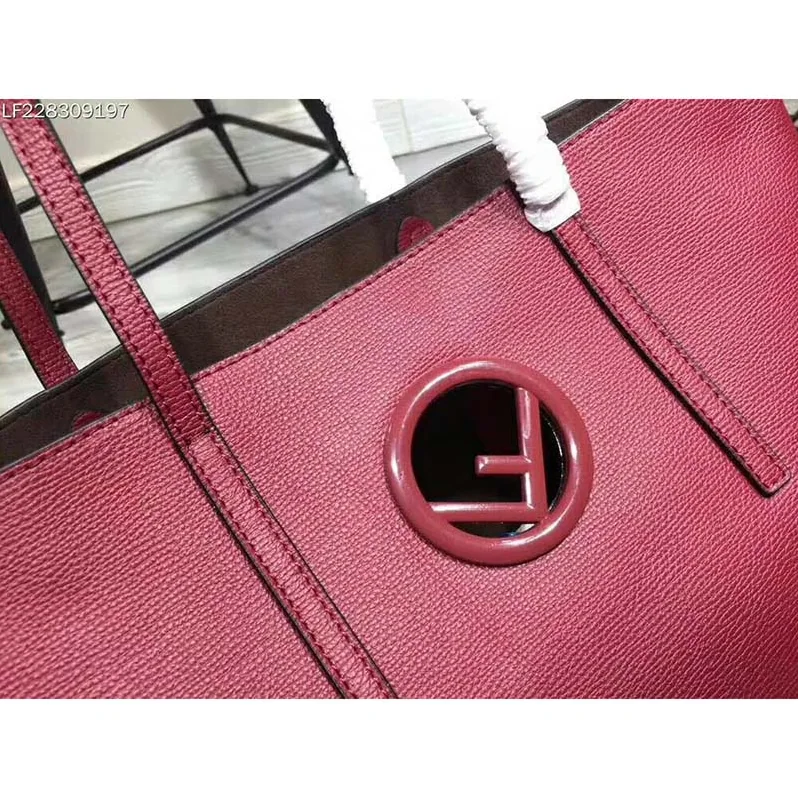 Fendi Leather Logo Shopper Bag for Women in Maroon Fendi Leather Logo Shopper Bag for Women in Maroon