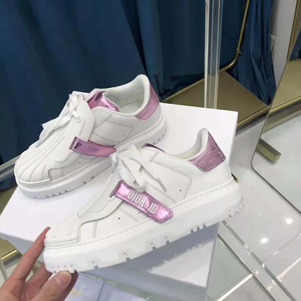 Dior Dior-id Sneaker White and Metallic Pink Calfskin for Women Dior Dior-id Sneaker White and Metallic Pink Calfskin for Women