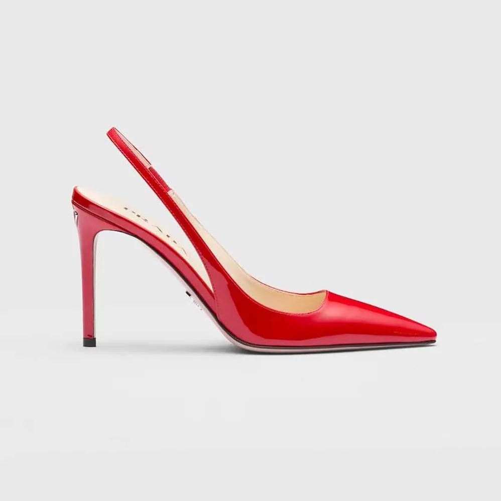 Prada Patent Leather Slingbacks for Women in Red Prada Patent Leather Slingbacks for Women in Red