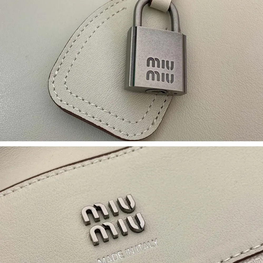 Miu Miu Vivant Leather Bag Chalk White for Women
