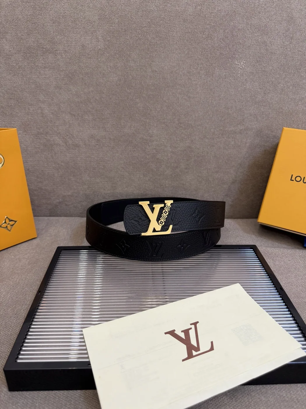 Louis Vuitton LV Initiales Monogram Belt Black With Gold Buckle Louis Vuitton LV Initiales Monogram Belt Black With Gold Buckle
