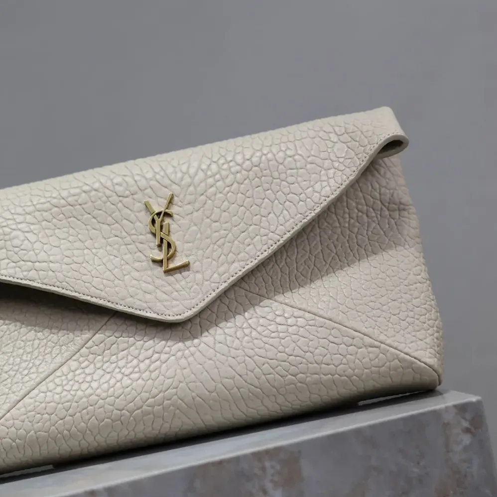 Saint Laurent YSL Cassandre Large Envelope Pouch In Lambskin White 29cm for Women Saint Laurent YSL Cassandre Large Envelope Pouch In Lambskin White 29cm for Women
