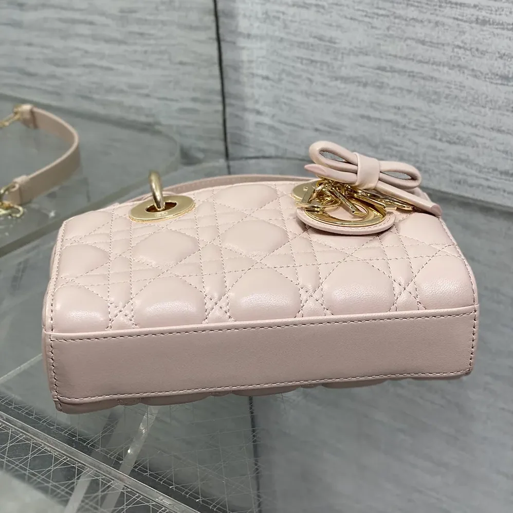 Dior Mini Lady D-Joy Bag Rose Soupir Cannage Lambskin for Women