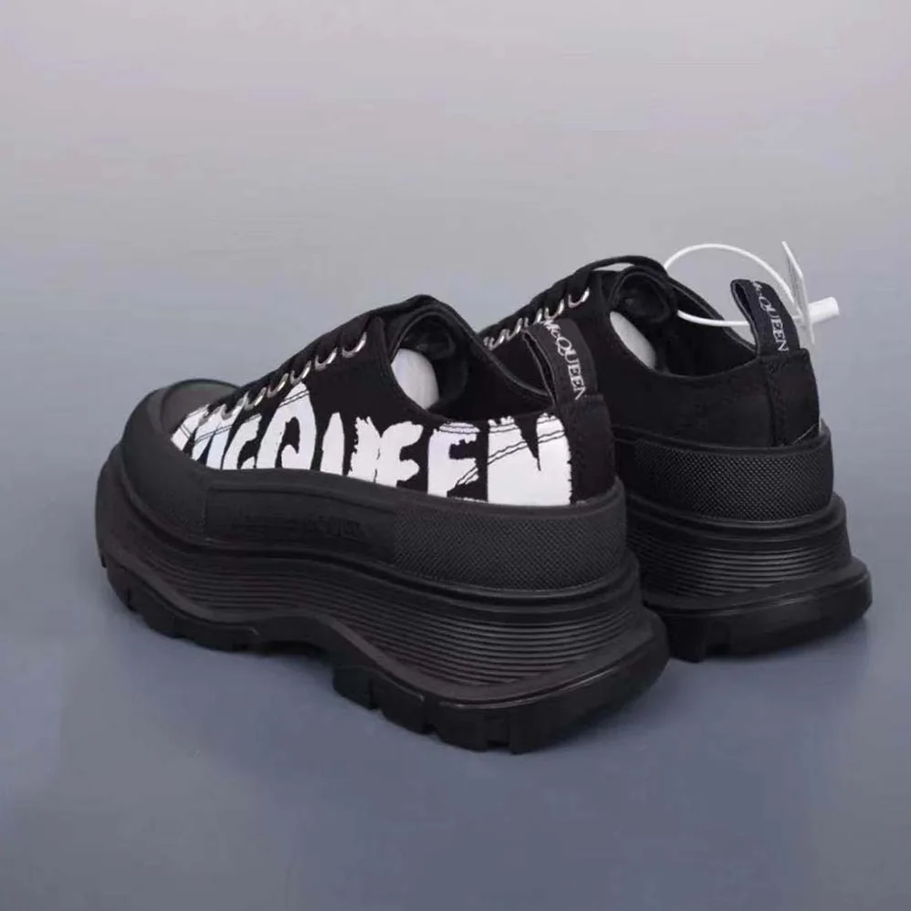 Alexander Mcqueen McQueen Graffiti Tread Slick Lace Up in Black for Unisex in white Alexander Mcqueen McQueen Graffiti Tread Slick Lace Up in Black for Unisex in white
