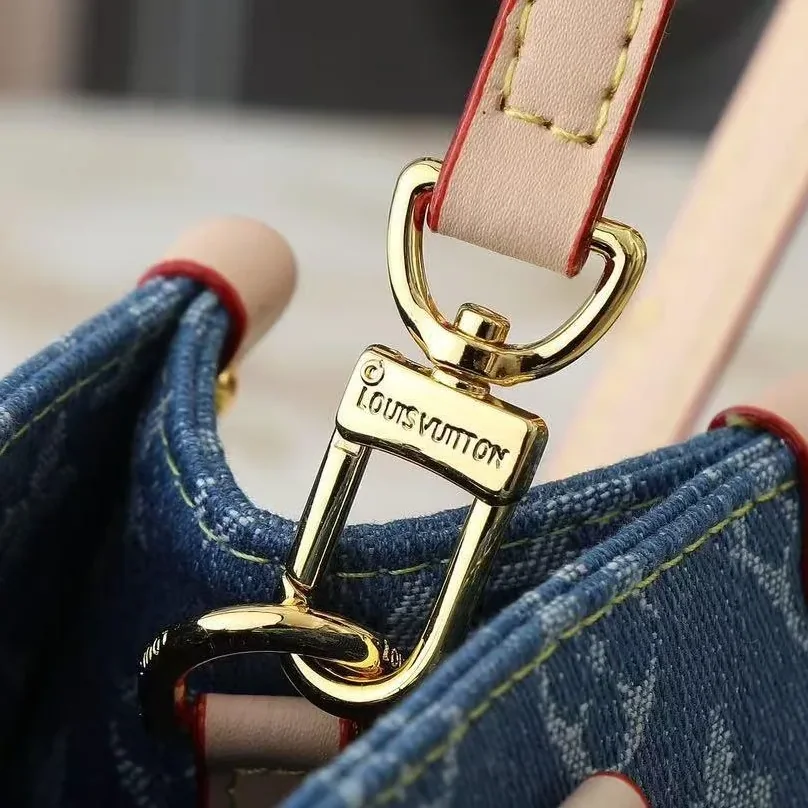 Louis Vuitton OnTheGo PM Tote Bag in Denim Blue Gold Hardware