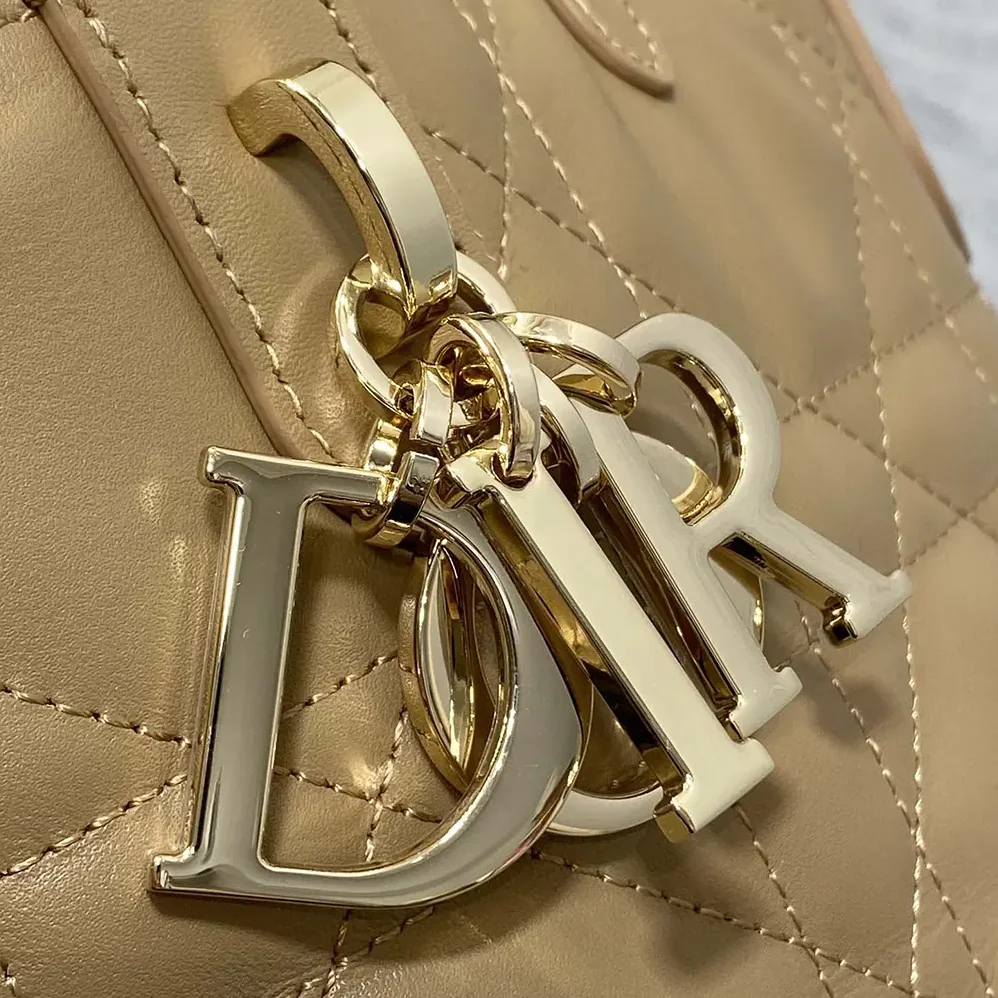 Dior Small Dior Toujours Vertical Tote Bag Medium Tan Macrocannage Calfskin for Women
